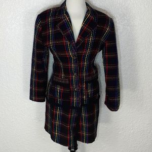 Vintage Multicolor Plaid Skirt Set